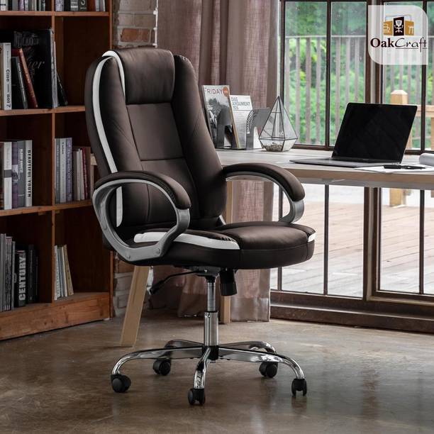 Oakcraft Luxury HIGH Back with Steel Base and 3 Year manufacturer Warranty on the Product Leatherette Office Executive Chair