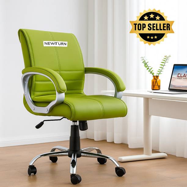 Newturn MAXSON Mid back Work from home/Office/study/desk(WFH) Leather Office Adjustable Arm Chair