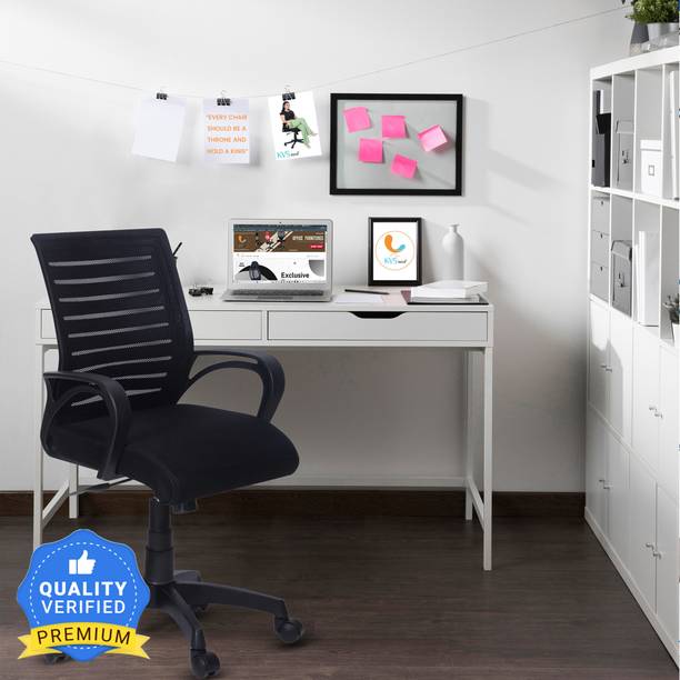 KVS INDIA Mid Back Sturdy Metal Base Nylon Revolving Mesh, Cotton Office Executive Chair