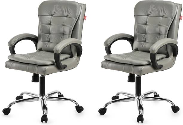GOYALSON Comfortable Swivel Office Chair Adjustable Height & Breathable Mesh Leatherette Office Adjustable Arm Chair