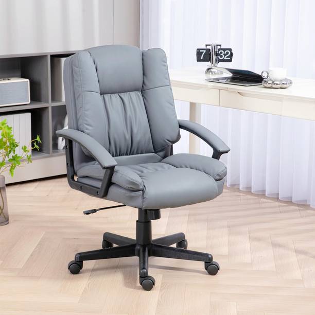 FD Furnituredeal Leather Office Chair, PU Home Computer Desk Chairs with Ergonomic Back Support Leatherette Office Adjustable Arm Chair