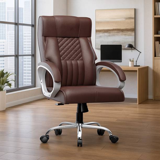 Adiko High Back Ergonomic Leatherette Revolving Desk Boss Office Chair Leatherette Office Adjustable Arm Chair