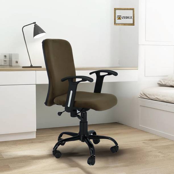 zidle Rainbow velvet Mid back work from home chair with Metal base & 2 Years warranty Leatherette Office Adjustable Arm Chair
