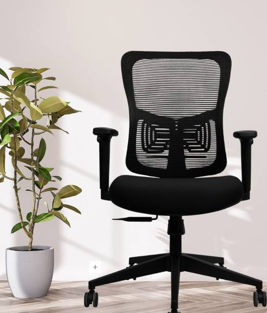 FURNICONCEPTS Black Vento Mid Back Ergonomic Adjustable Office Chair Mesh Office Adjustable Arm Chair