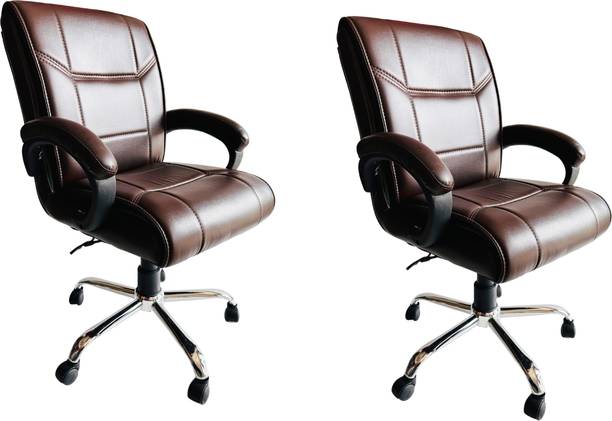 KITHANIA Mid Back Ergonomic Home & Office Study Reception Executive Revolving Chair Leather Office Executive Chair