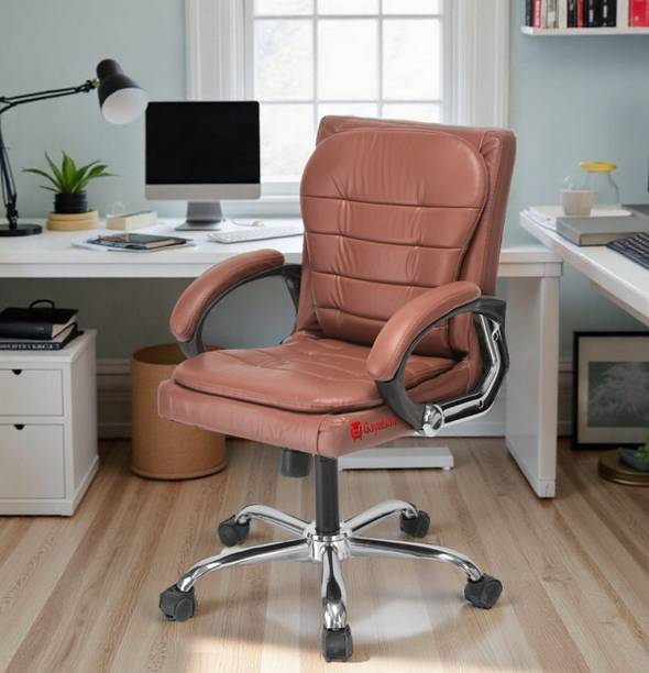 GOYALSON Ergonomic Office Home Study Reception Mid Back double cushion Revolving Chair Leatherette Office Visitor Chair