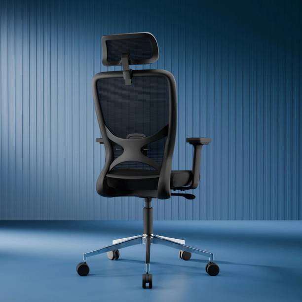 Vergo Aura High Back Ergonomic Chair, 3D Armrest, Aluminum Base, Home, Study, Premium Fabric, Mesh Office Adjustable Arm Chair