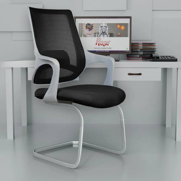 Rose Designer Chairs Mono Mesh Mid-Back Chair with Metal Stand | 3-Years Warranty Included | Mesh Office Visitor Chair