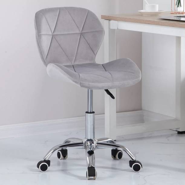 Finch Fox Height-Adjustable Velvet Office Study Desk Chair In Light Grey Color Linen Office Executive Chair