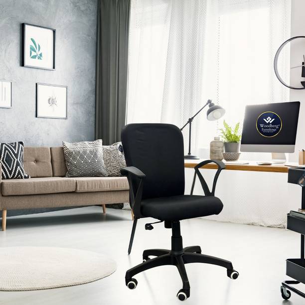 Woodberg Epoch Mid Back Breathable Fabric Cushioned Back Revolving Office Chair Fabric Office Executive Chair