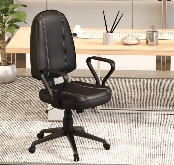 GARGHANDICRAFTS Ergonomic Mid-Back Chair with Cushioned Seat/Adjustable Seating Chair For Office Nylon Office Arm Chair