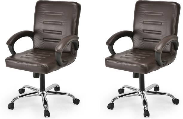 KITHANIA Executive Mid Back Ergonomic Home & Office Study Reception Revolving arm Chair Leather Office Executive Chair