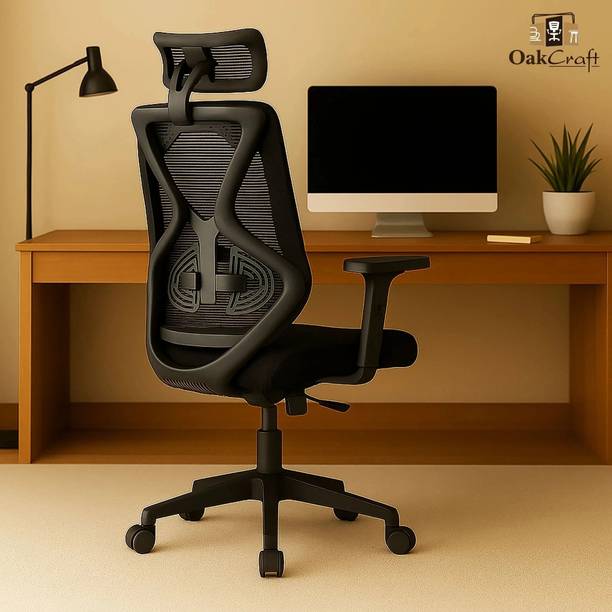 Oakcraft Hurricane Ergonomic High Back Chair with Synchro Tilt for Office & Home Use Mesh Office Adjustable Arm Chair