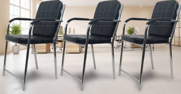 My Cubicles Novara Leather Visitor Chair Combo Offer – Set of 3 Premium Leather Chairs Leather Office Visitor Chair