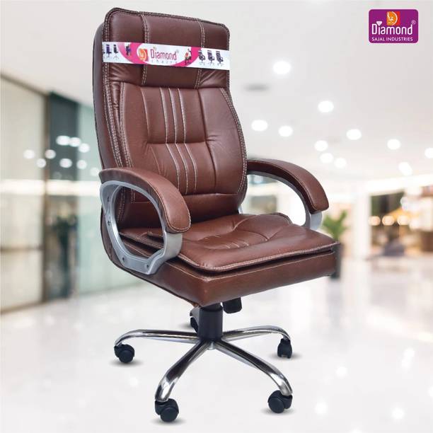 Diamond Super Leather High ST2 Full-Grain Leather, Leatherette Office Adjustable Arm Chair