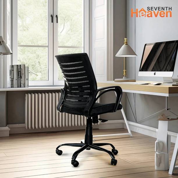 Seventh Heaven Blaze Ergonomic Mid Back Chair with Lumbar Support, Armrest Fabric Office Arm Chair