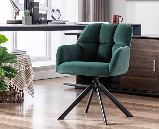 Finch Fox Battle Modern 360° Swivel Mid-Back Arm Velvet Study Office Desk Chair Linen Office Arm Chair