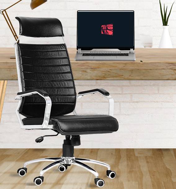 Da URBAN Gravel High Back | Revolving | Ergonomic | Home & Office Head Support | Black Leatherette Office Arm Chair