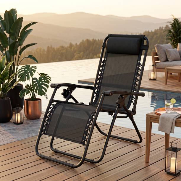softland Solace Zero Gravity Chair For Lounge,Easy Chair for Lawn Portable and Foldable Metal Outdoor Chair