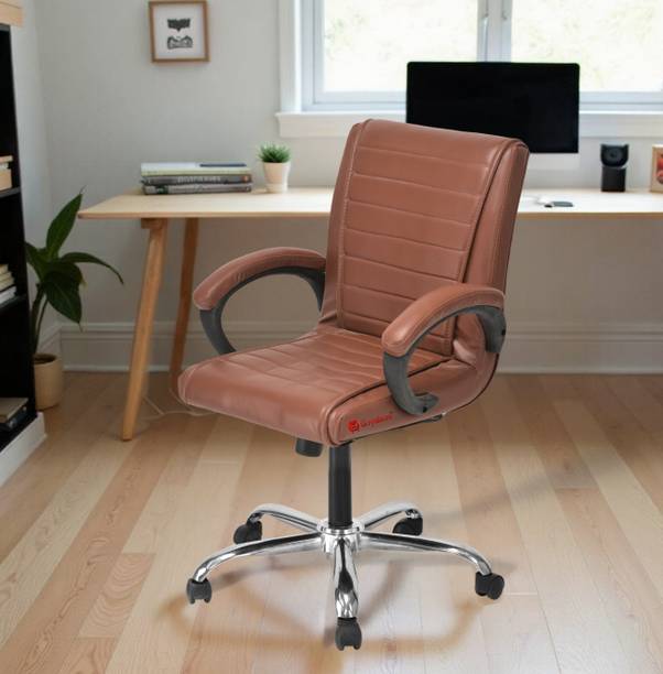 P P CHAIR Mid Back Ergonomic Home Office Study Reception Executive revolving Chair Leatherette Office Arm Chair