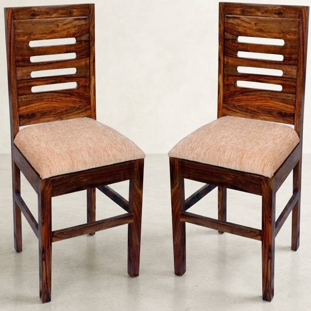 LOONART Solid Wood Chair | Wooden Office Study Chair Set | Set Of 2 Chairs | Chairs | Cotton Office Visitor Chair