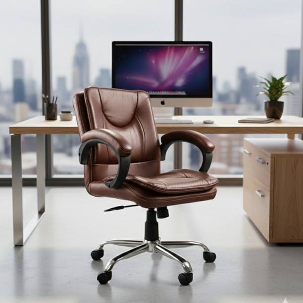 Ergonza Stylish Double cushioned Low Back Office chair Leatherette Office Arm Chair