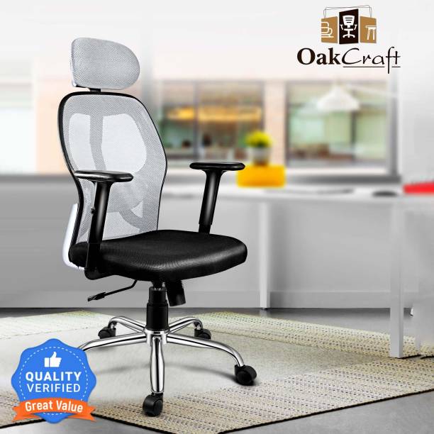 Oakcraft Matrix Ergonomic Chair with Soft Comfortable PP Pads on Handles Mesh Office Adjustable Arm Chair