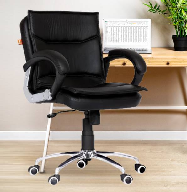 Da URBAN Miller Black Revolving | Mid Back | Ergonomic | Home & Office | Leatherette Office Executive Chair