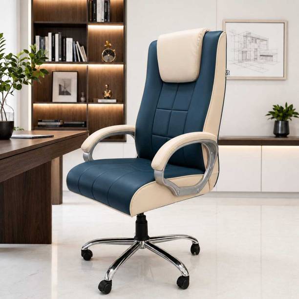 RM HOME Iconic Premium Office Chair High Back Ergonomic Heavy Duty Base Leatherette Office Executive Chair
