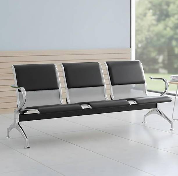 mediwere 3 Seater Heavy Duty Mild Steel Waiting Chair for Hospital-Office-airport Top-Grain Leather Office Visitor Chair