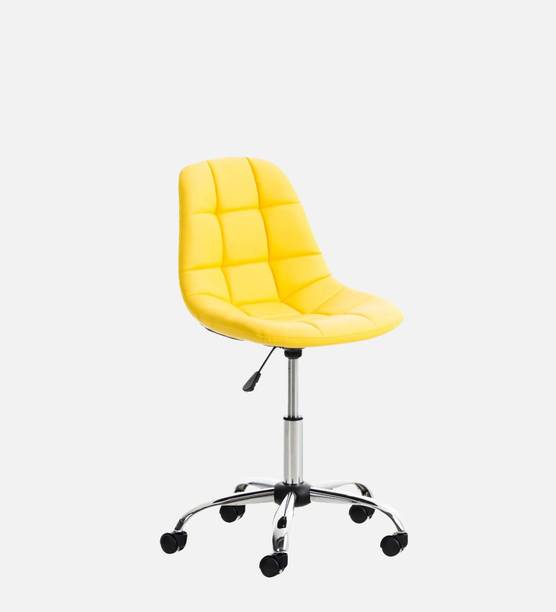 Deal Dhamaal Height Adjustable Faux Leather Swivel Office Computer Study Chair in Yellow Leatherette Office Executive Chair