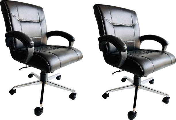 SOMRAJ Ergonomic Home & Office Study Reception Chair with High Comfort Seating Leatherette Office Arm Chair