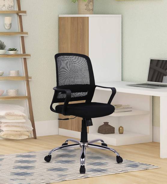 Mintwud from Pepperfry Mokuzai Breathable Ergonomic Mid Back Chair For All Day Comfortable Seating Mesh Office Adjustable Arm Chair
