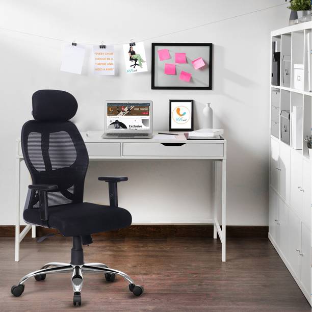 KVS INDIA Matrix High Back Lumber Support Executive Nylon Office Adjustable Arm Chair