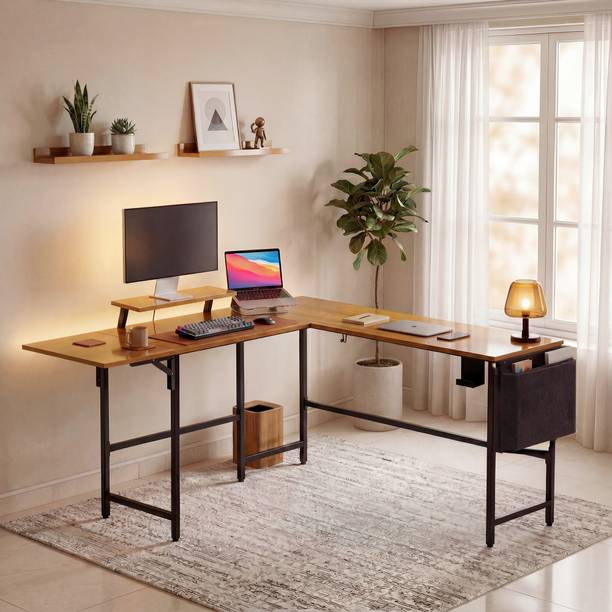 GREEN SOUL Summit L-Shaped Computer Table for Home PC and Office | Gaming Desk with Desk Engineered Wood Multipurpose Table