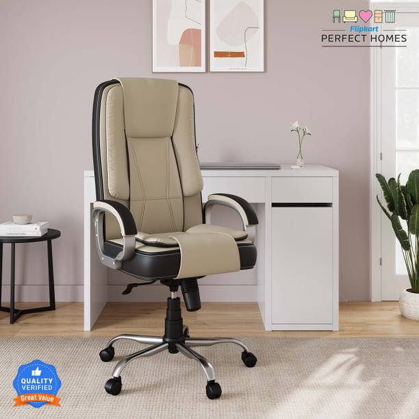 Flipkart Perfect Homes Ezra Split Leather Office Adjustable Arm Chair