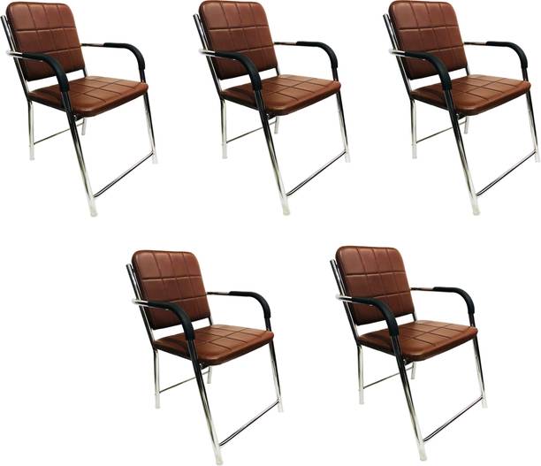 SCHOOL FURNITURE Office Visitor Home study guest Chair with arm Rest with Steel Frame Leatherette Office Arm Chair