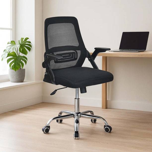 Nilkamal Vergo Mid Back Office Chair|Metal Base, Swing Arms|For Desk, Study| Fabric Office Arm Chair