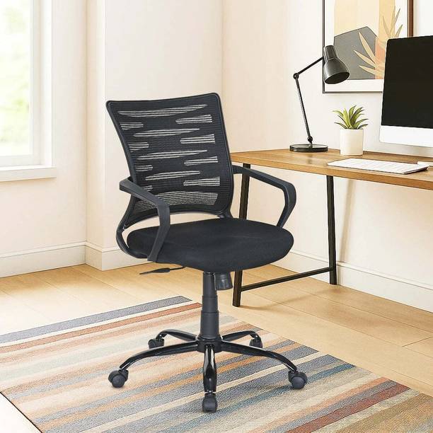 Nilkamal Giza Plus Adjustable Height, Metal Base|Ergonomic Design|Chair for Desk, Study Fabric Office Arm Chair