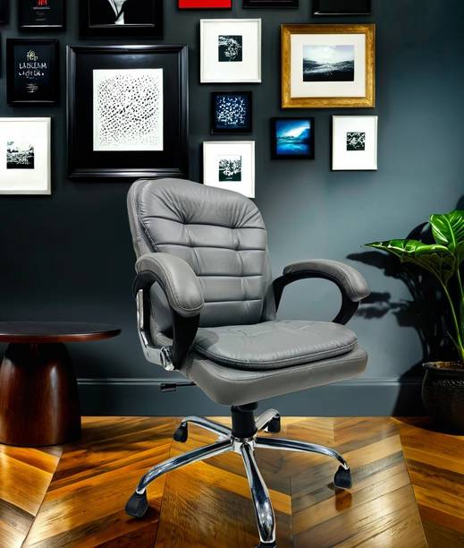 GOYALSON Mid back Ergonomic office conference home college reception desk revolving chair Leatherette Office Visitor Chair