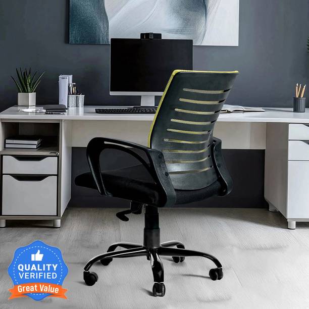 Seventh Heaven Blaze Ergonomic Mid Back Chair with Lumbar Support, Armrest Fabric Office Arm Chair