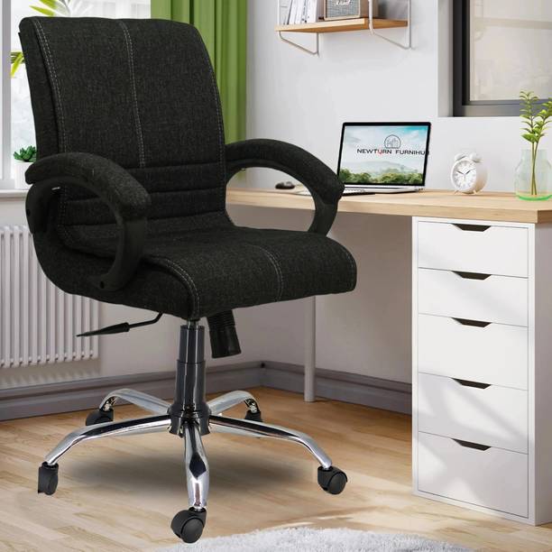 Newturn MAXSON Mid Soft Jute Fabric work from Office/home chair with 1 Yrs Parts Wrty Jute Office Adjustable Arm Chair