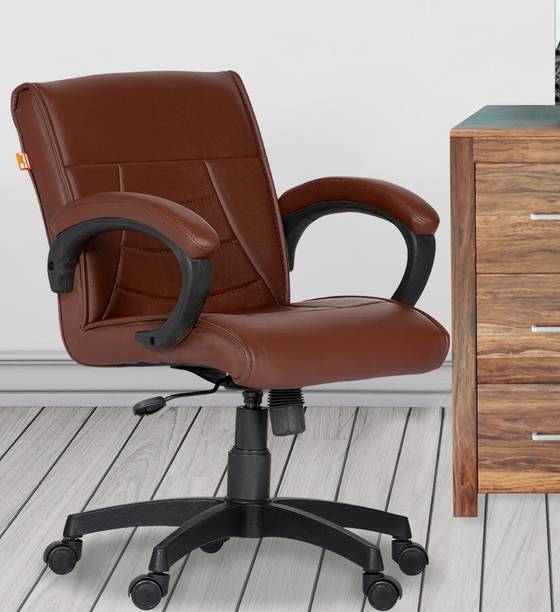 Da URBAN Haven Brown Revolving | Mid Back | Ergonomic | Home & Office | Leatherette Office Executive Chair