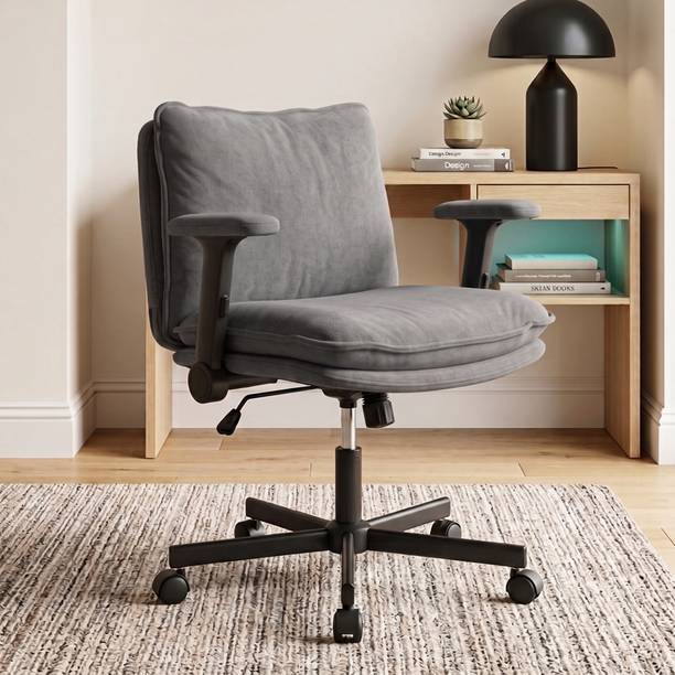 Drogo Criss Cross Legged Office Chair Work from Home with Flip-Up Armrest PU Leather Office Executive Chair