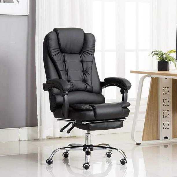 Kepler Brooks Premium Recliner, Ergonomic Office Chair with Padded Arms & Leg Rest - Italia Leatherette Office Adjustable Arm Chair