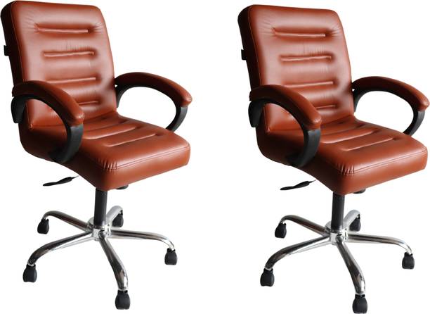 SOMRAJ Ergonomic Home Study Office Reception High Comfort Seating revolving Chair Leatherette Office Arm Chair