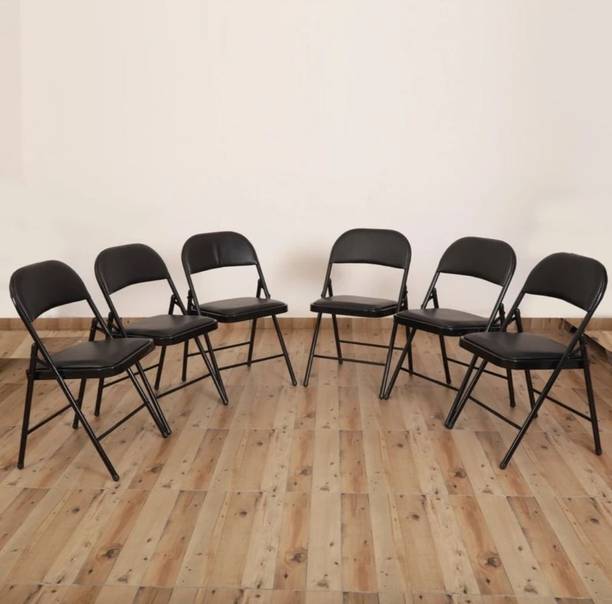 DPI Metal Folding Chair Upholstered Leatherette for Space-Saving Cotton Study Folding Chair