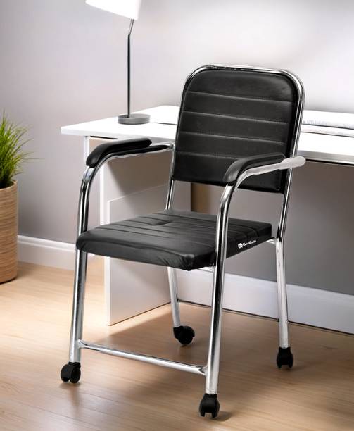 Goyal Steel & Furniture Industries Premium Home Office Visitor Chair with wheel Stylish Chair for Every Space Metal Dining Chair