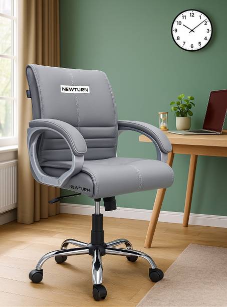 Newturn MAXSON Mid back Work from home/Office/study/desk(WFH) Leather Office Adjustable Arm Chair