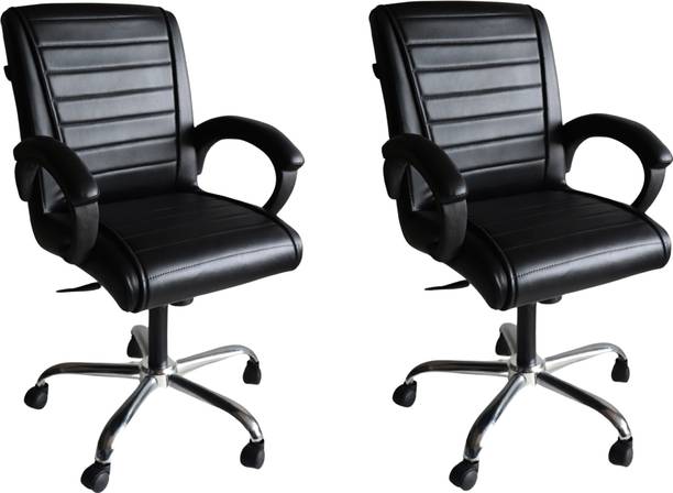 GOYALSON Executive Ergonomic Office Home Study Reception Mid Back Revolving arm Chair Leatherette Office Visitor Chair